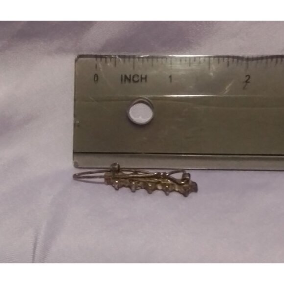 Vintage Hair Pin Barrette With Five Clear Rhinestones - Picture 3 of 4